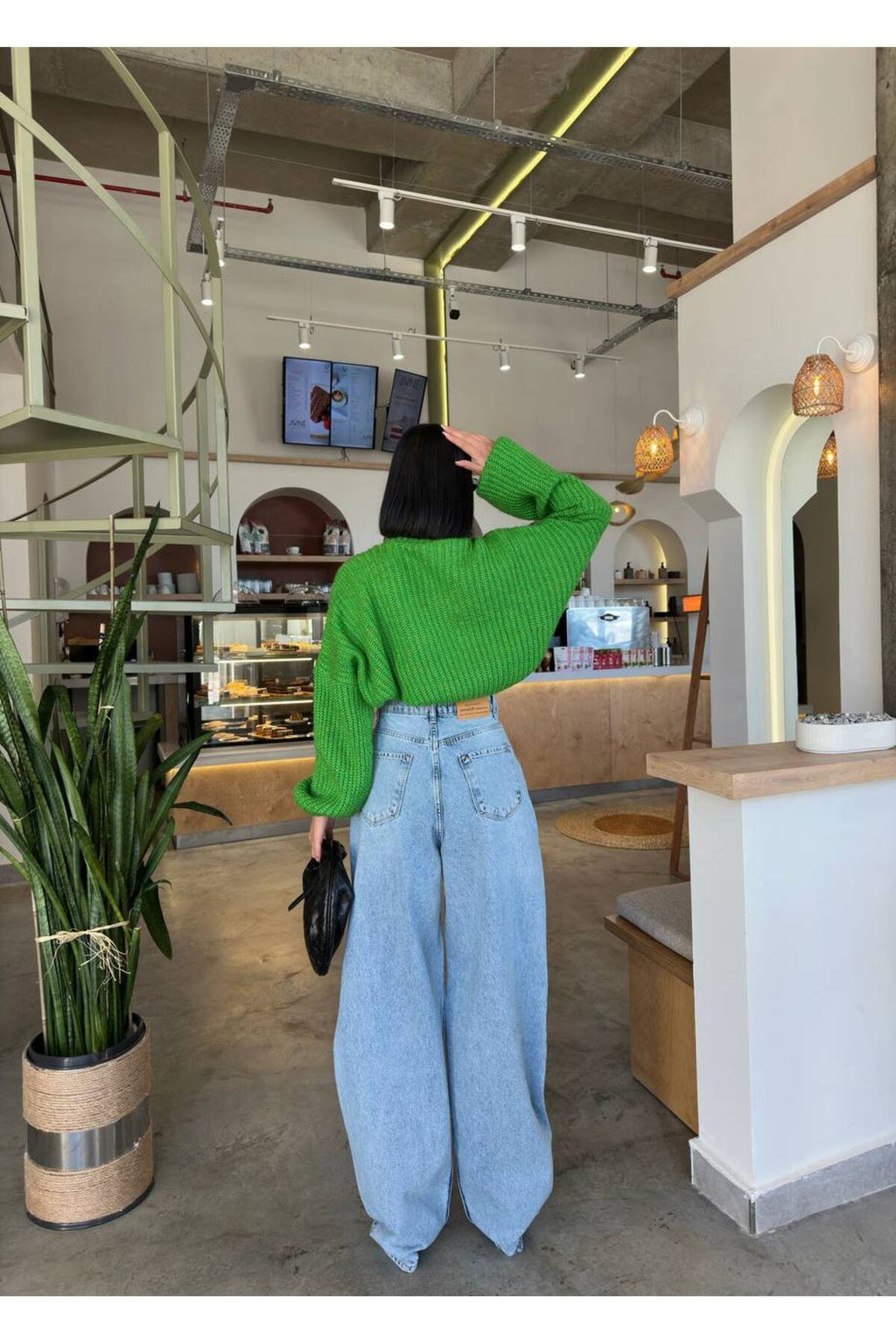 kadın Pensli Baggy Jean  pantolon