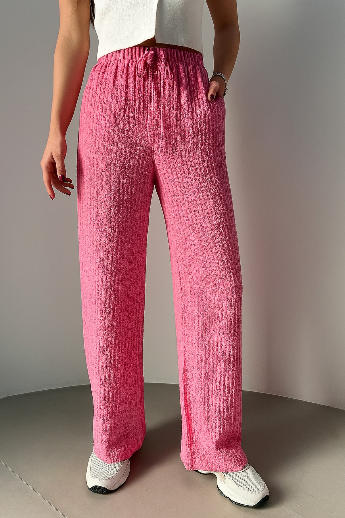 Lastikli Bel Rahat Kesim Dokuma Pantolon