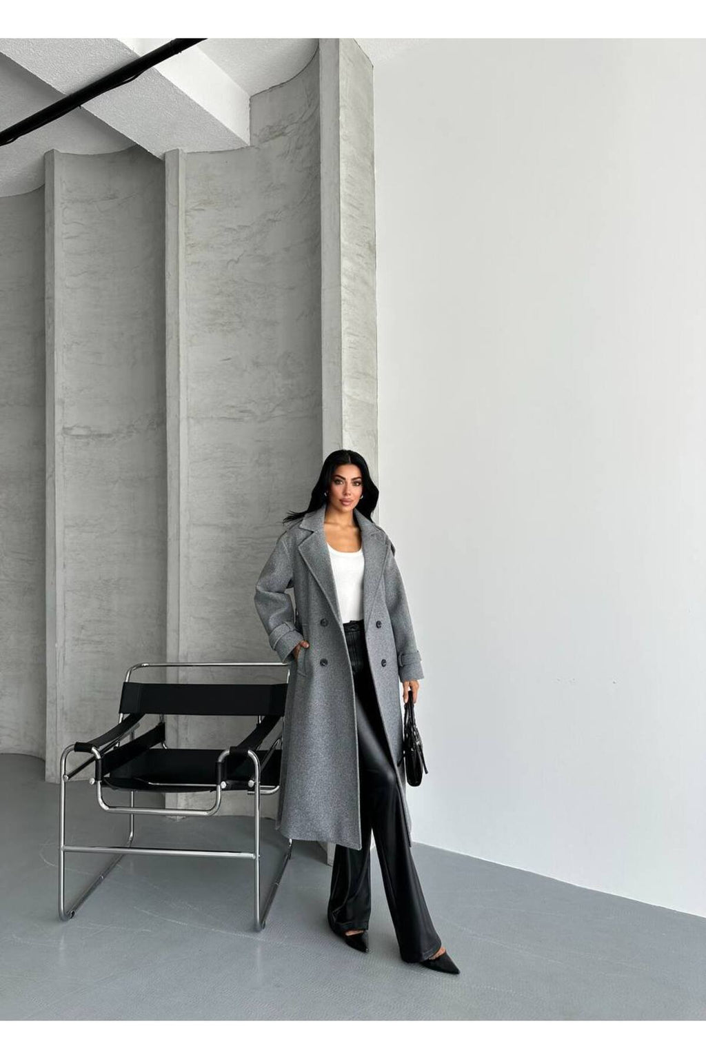 Oversize Kesim Kaşe Kaban