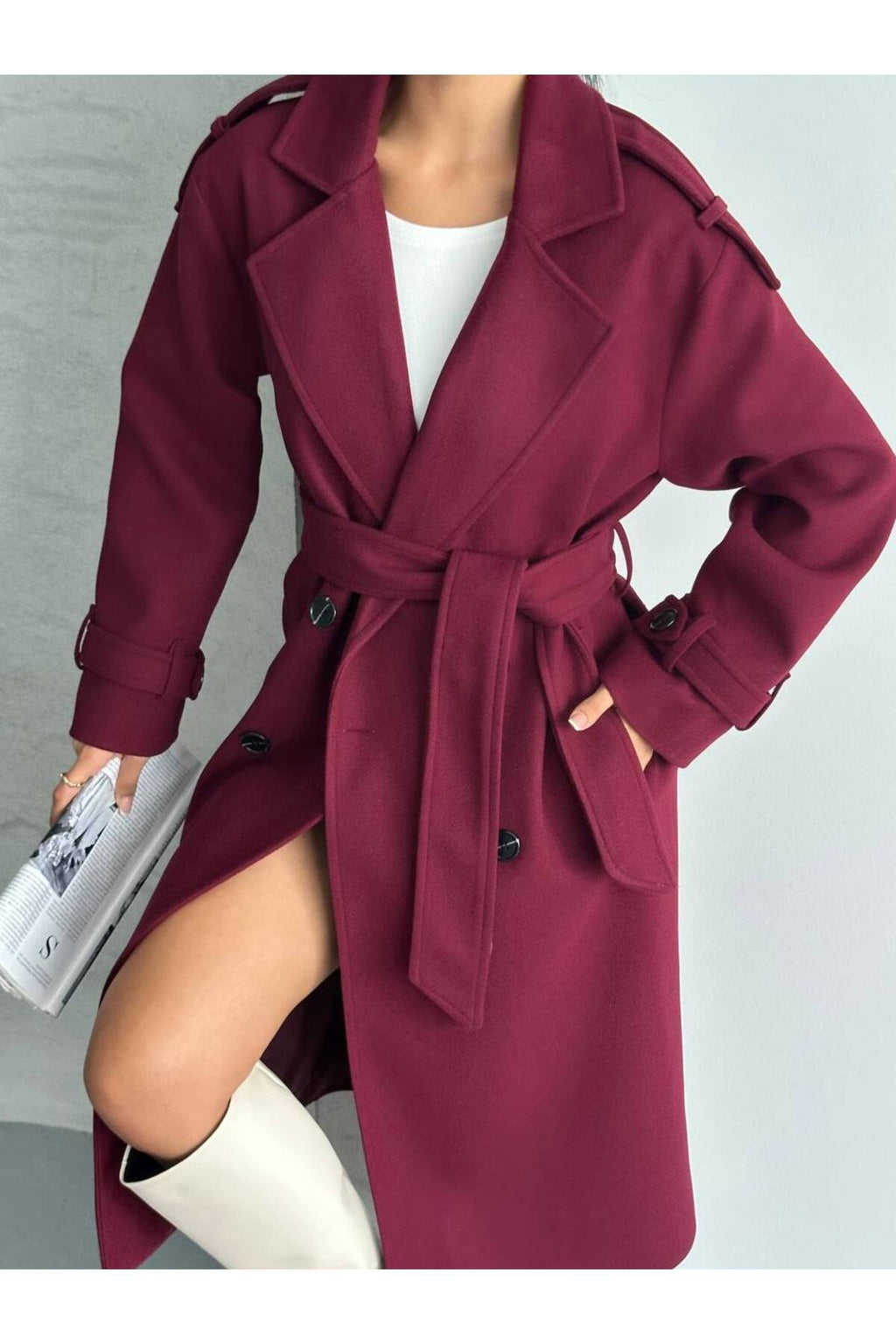 Oversize Kesim Kaşe Kaban