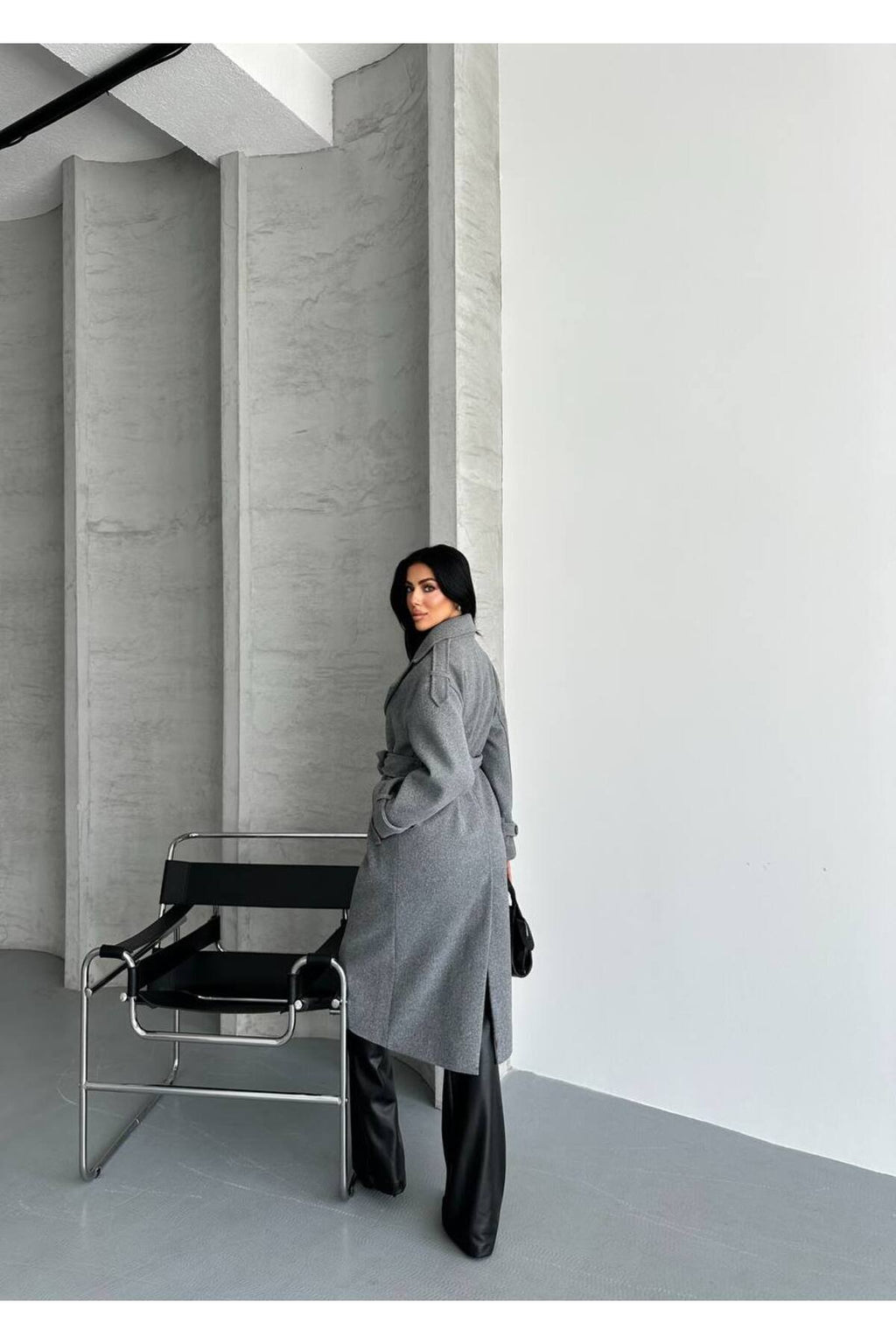 Oversize Kesim Kaşe Kaban