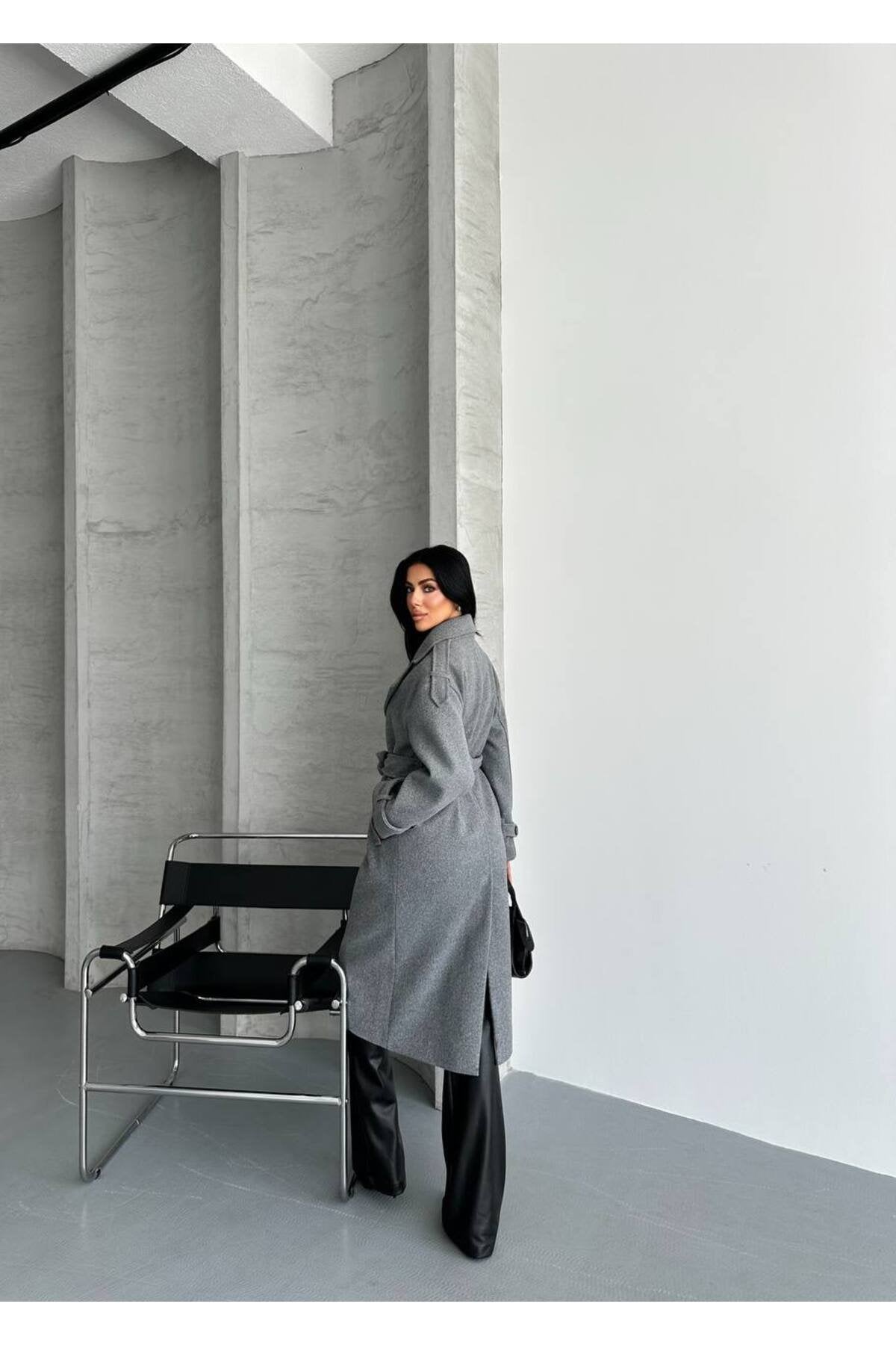 Oversize Kesim Kaşe Kaban