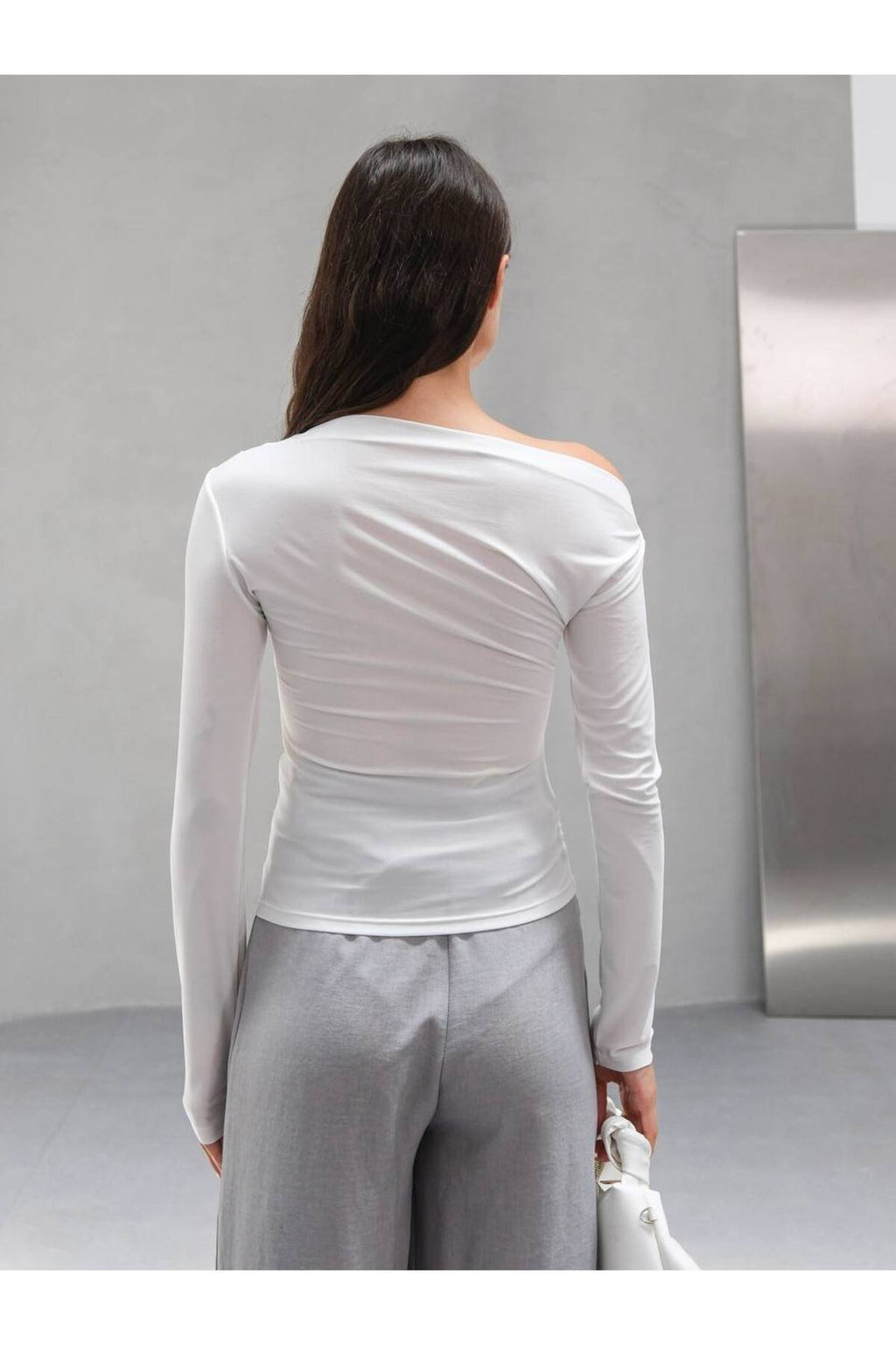 Tek Omuz Off-Shoulder Siyah Bluz