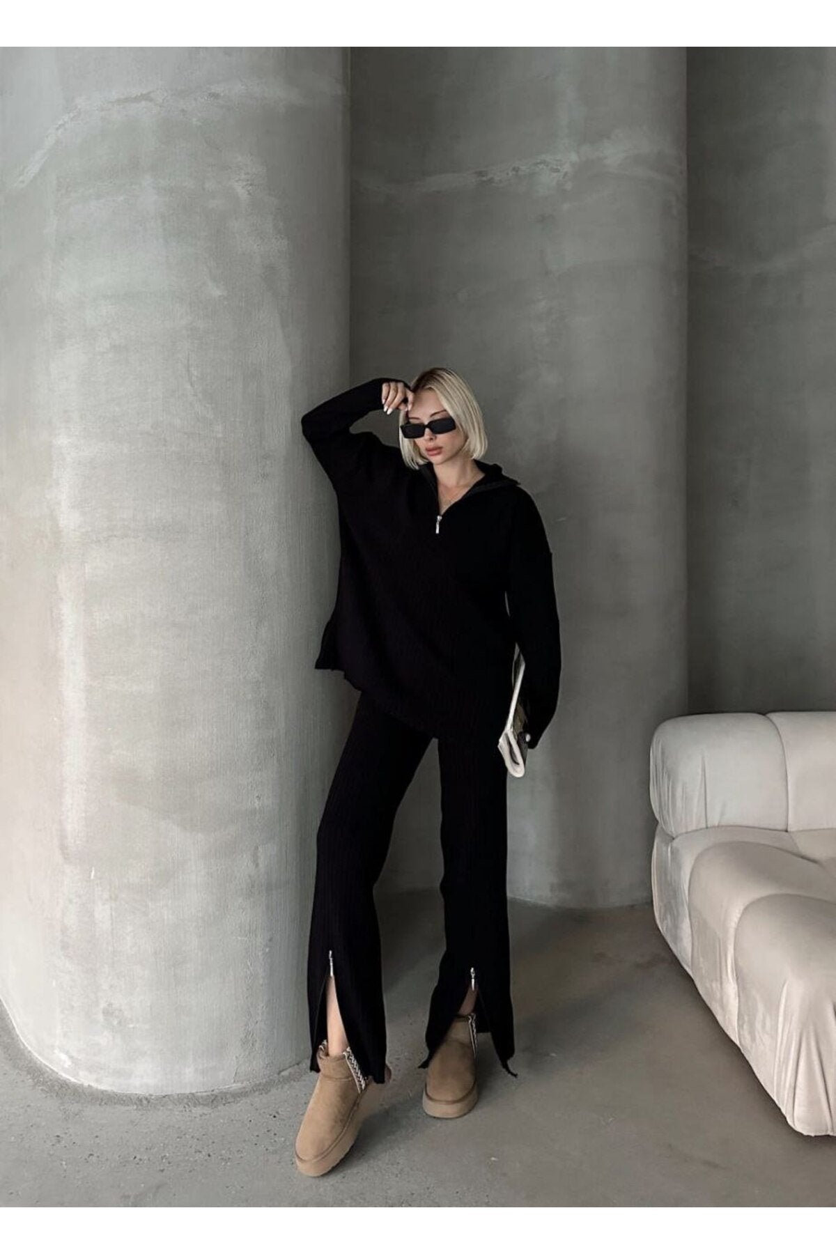 Şıklığı Tamamlayan Fermuar Detaylı İkili Takım