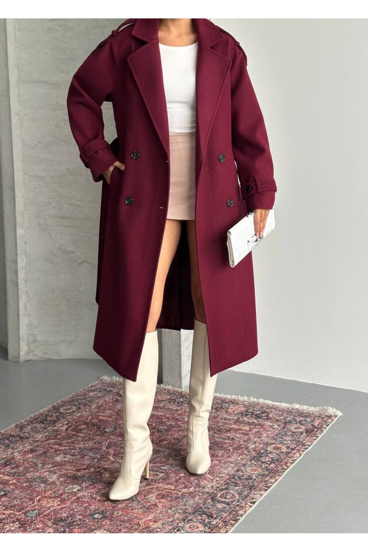 Oversize Kesim Kaşe Kaban