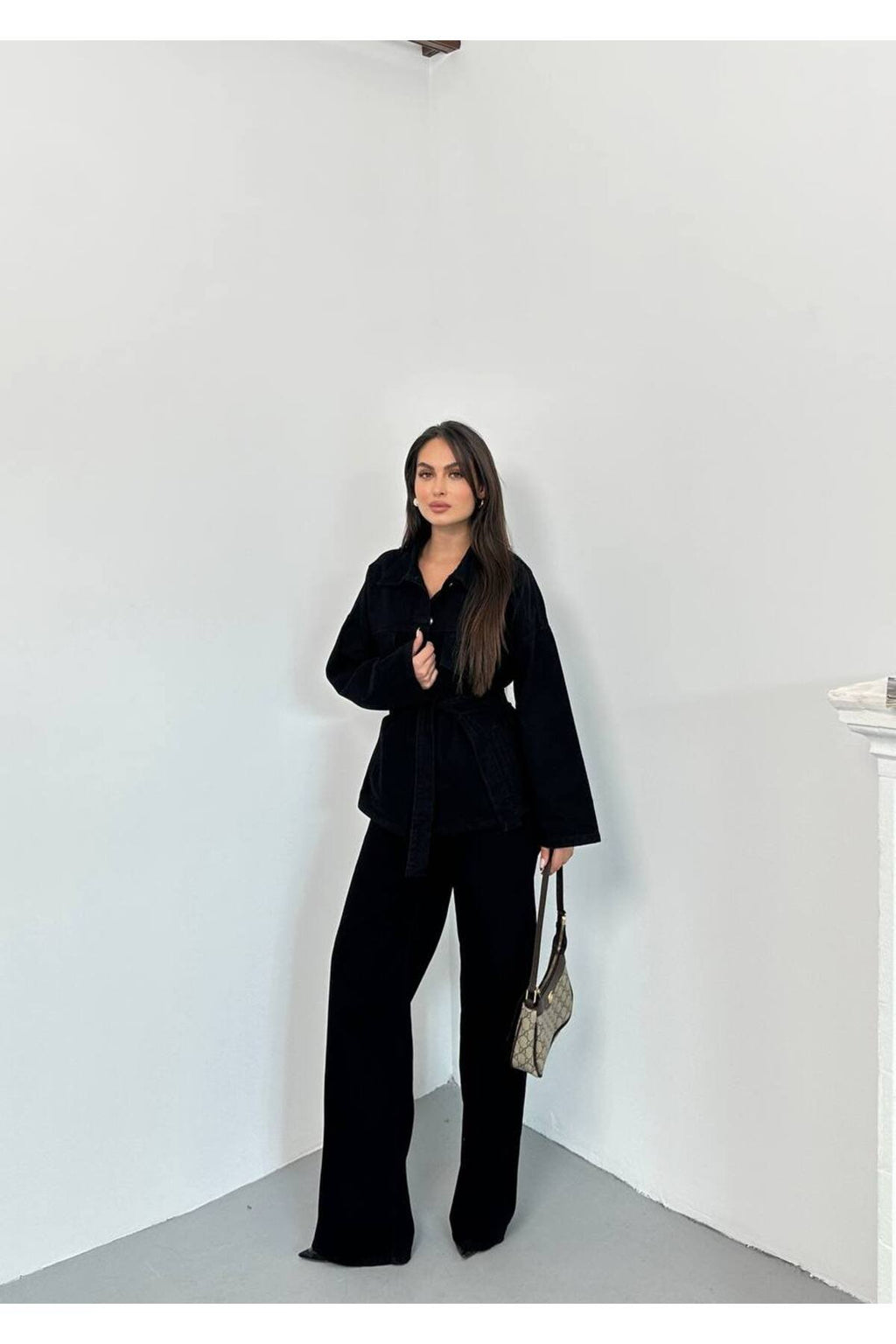 Kemer Detaylı Denim İkili Takım