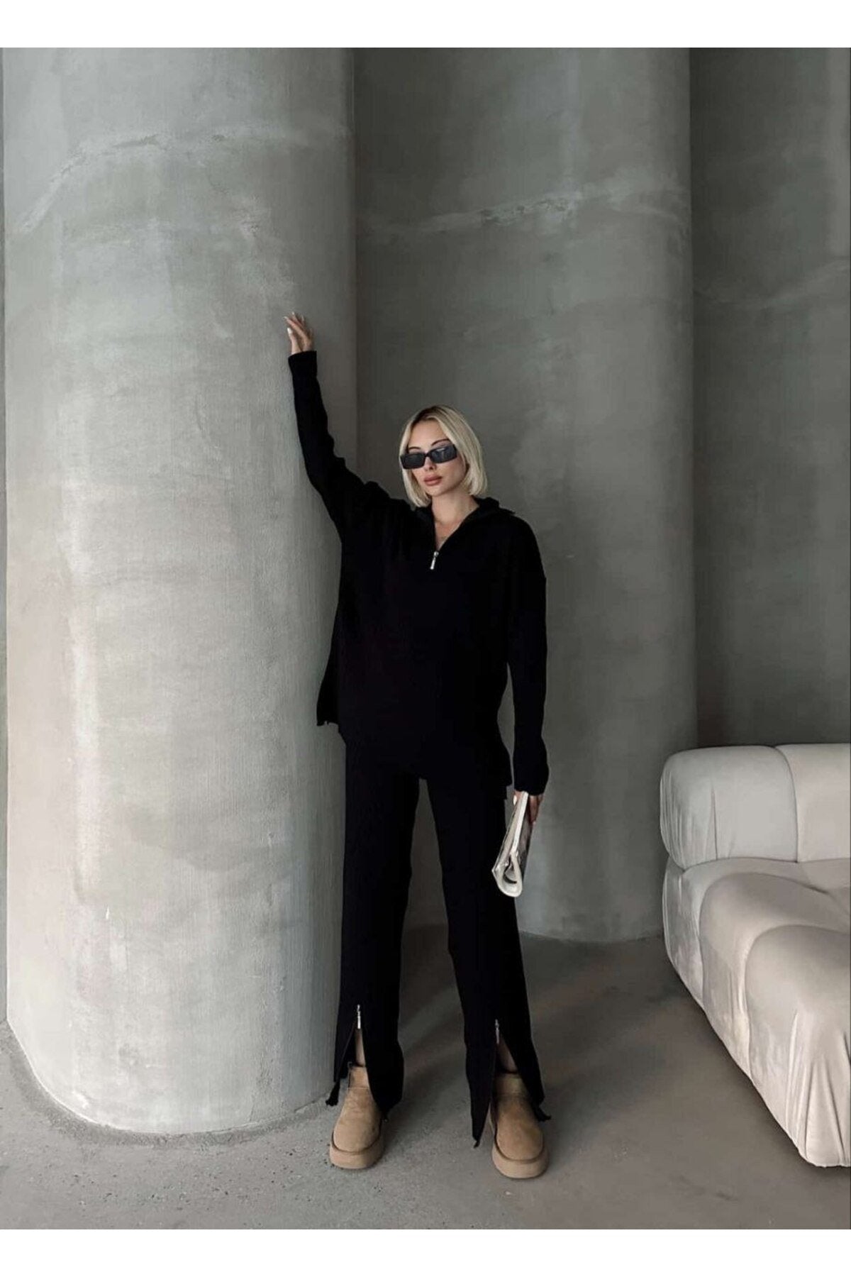 Şıklığı Tamamlayan Fermuar Detaylı İkili Takım