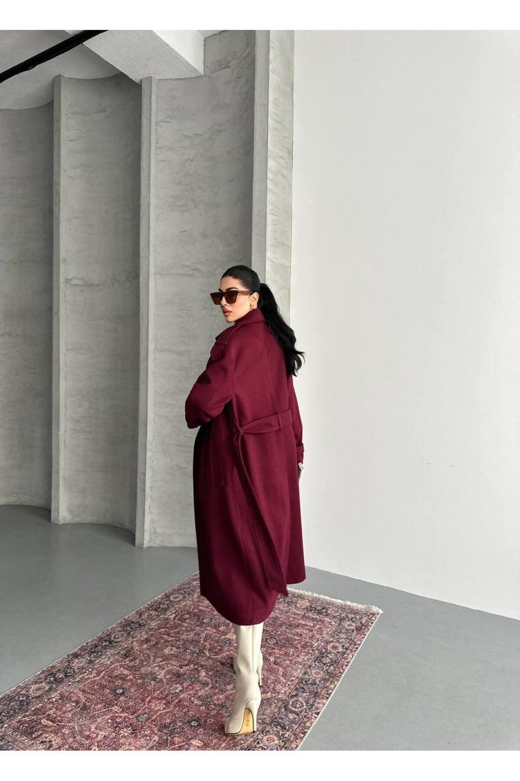 Oversize Kesim Kaşe Kaban