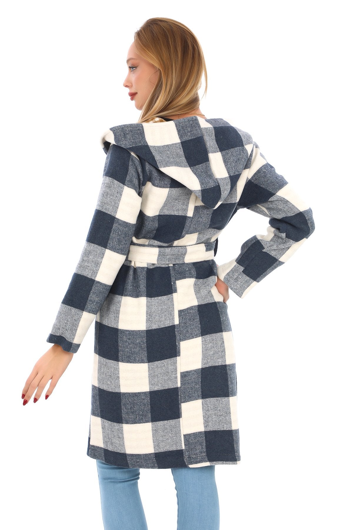 kadın ekose kuşaklı mont