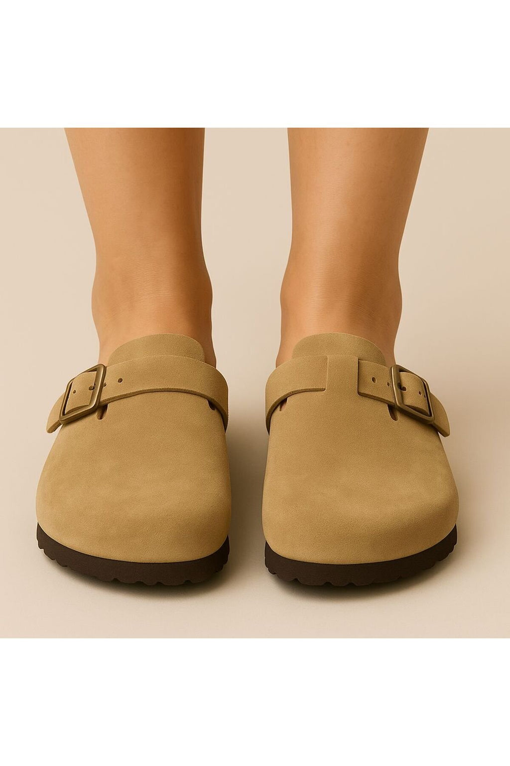 Kadın Siyah Tokalı Kapalı Ön Terlik (Clog Model)