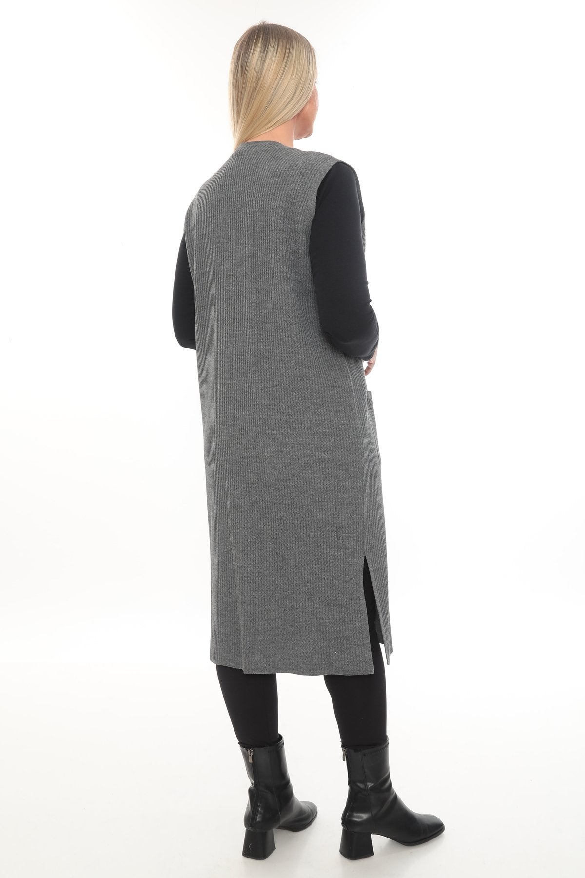 Klasik Kesim Uzun Triko Yelek Anne yelek