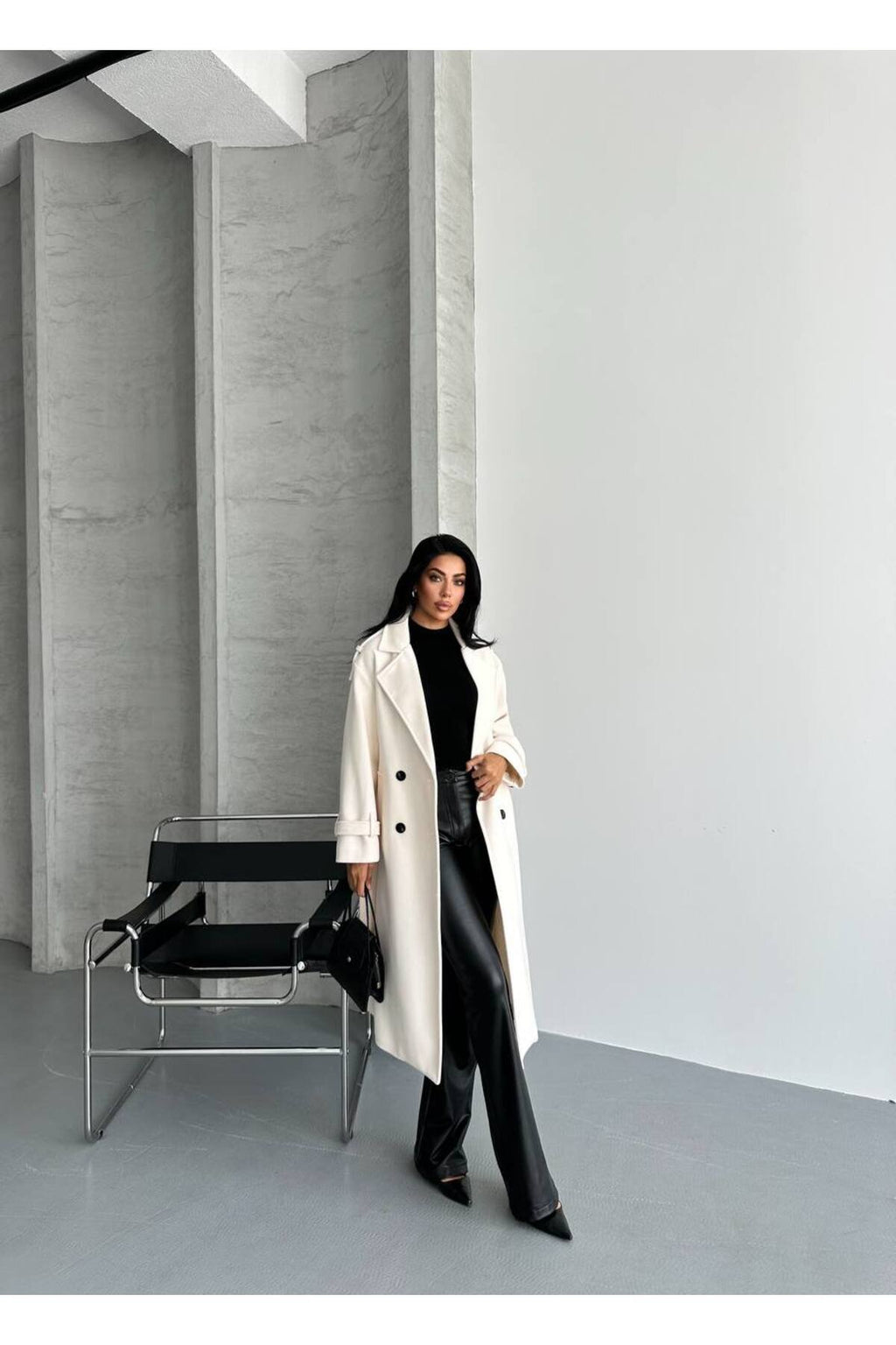 Oversize Kesim Kaşe Kaban