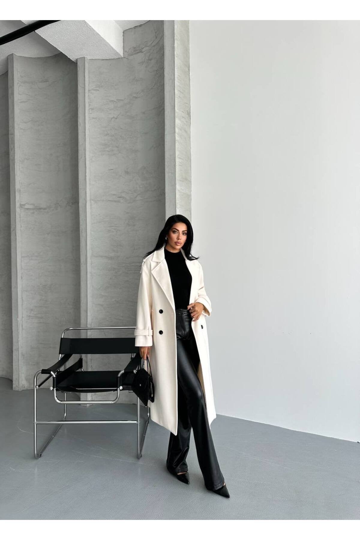 Oversize Kesim Kaşe Kaban