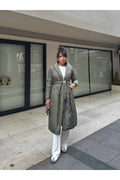 Minimalist Kapitone Şıklığı Kadın Uzun Mont