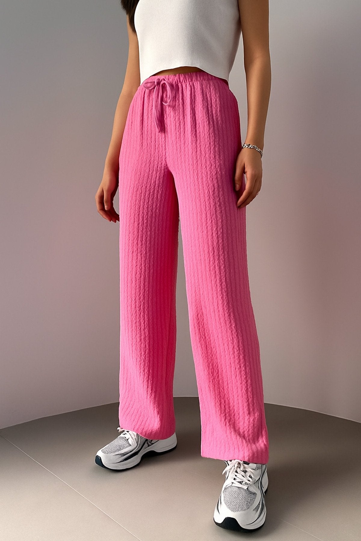 Lastikli Bel Rahat Kesim Dokuma Pantolon