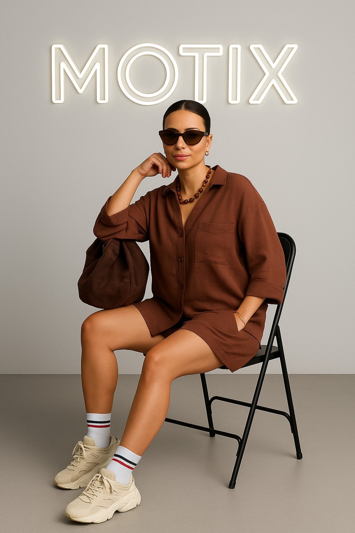 Gömlek Bağcıklı Şortlu İkili Takım