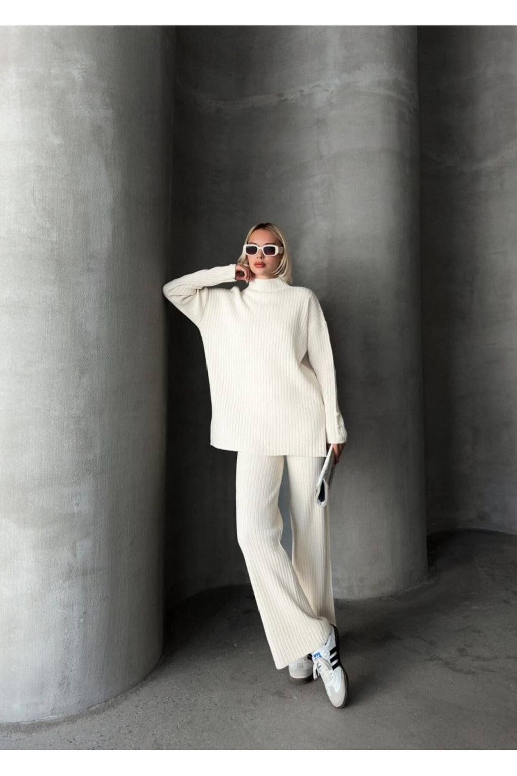 Düğme Detaylı Kol Tasarımlı İkili Takım