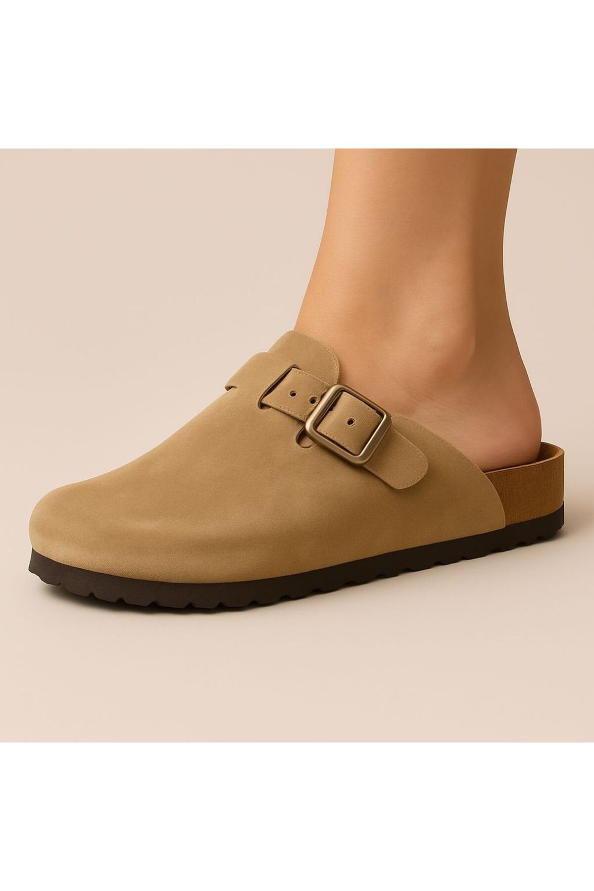 Kadın Siyah Tokalı Kapalı Ön Terlik (Clog Model)