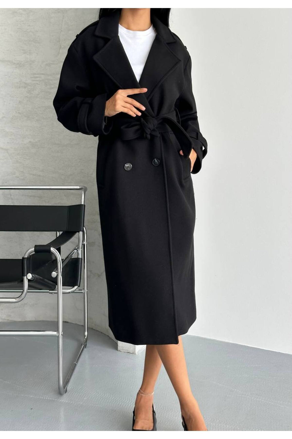 Oversize Kesim Kaşe Kaban