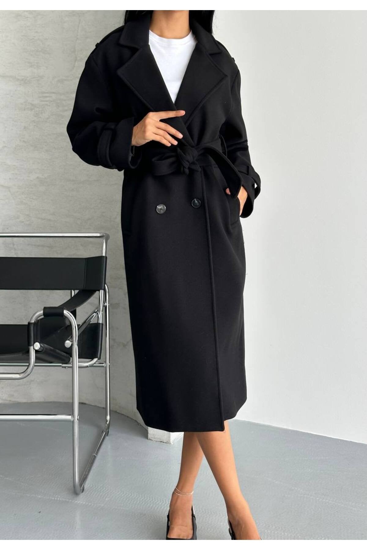 Oversize Kesim Kaşe Kaban