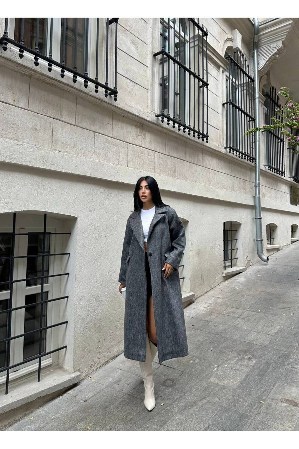 SU FIRÇA DESEN KAŞE KUMAŞ VATKALI OVERSİZE KABAN