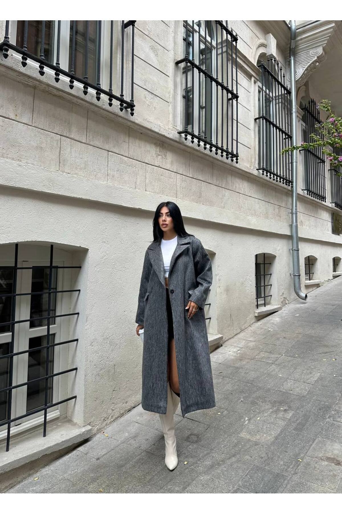 SU FIRÇA DESEN KAŞE KUMAŞ VATKALI OVERSİZE KABAN