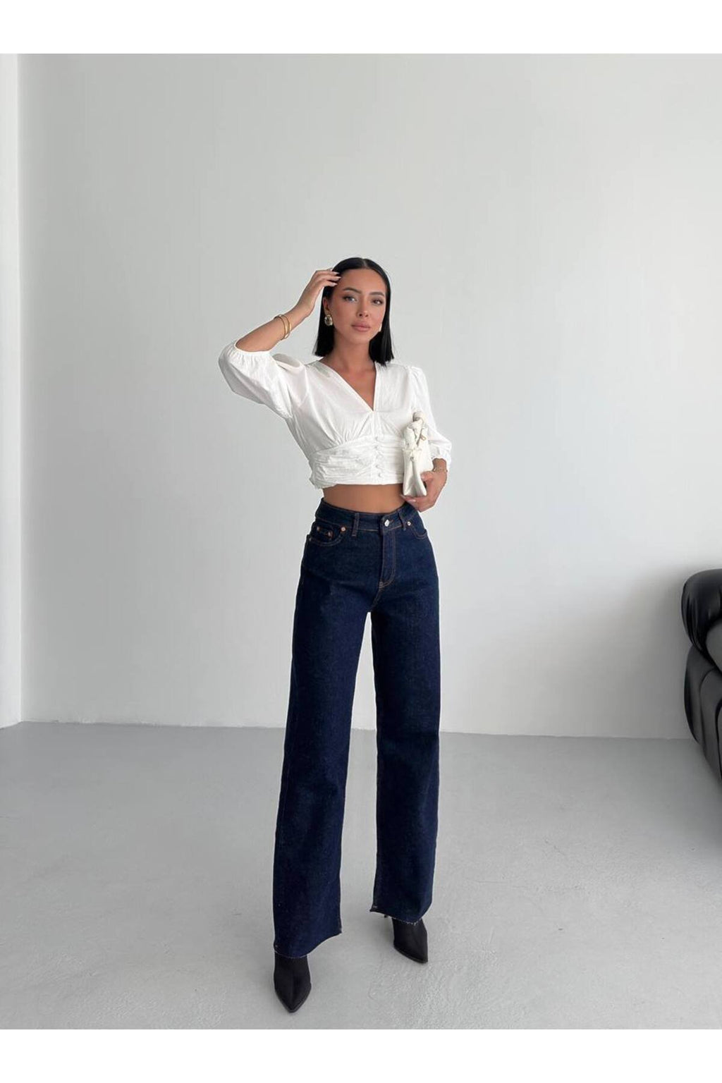 Kesik Paça Straight Jean