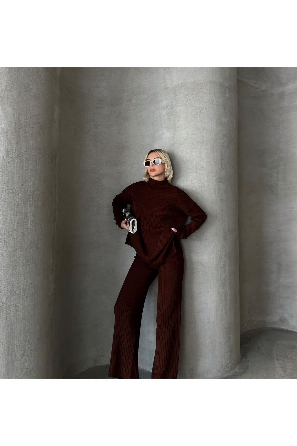 Düğme Detaylı Kol Tasarımlı İkili Takım