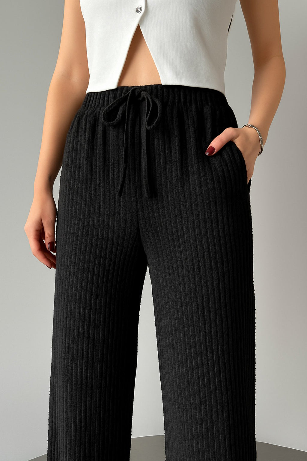 Lastikli Bel Rahat Kesim Dokuma Pantolon