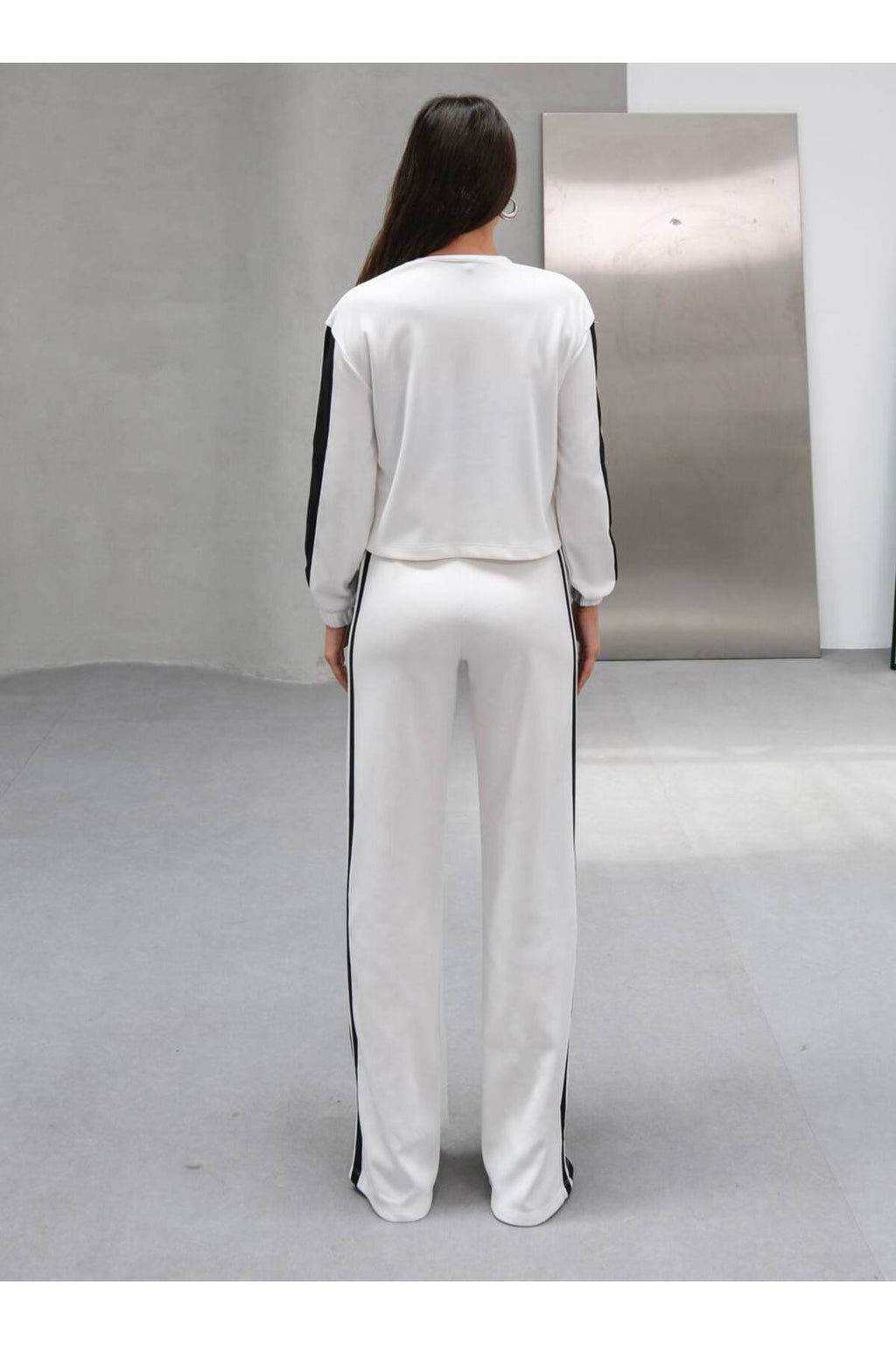 Çıtçıt Detaylı Yan Şeritli Kadın İkili Spor Takım