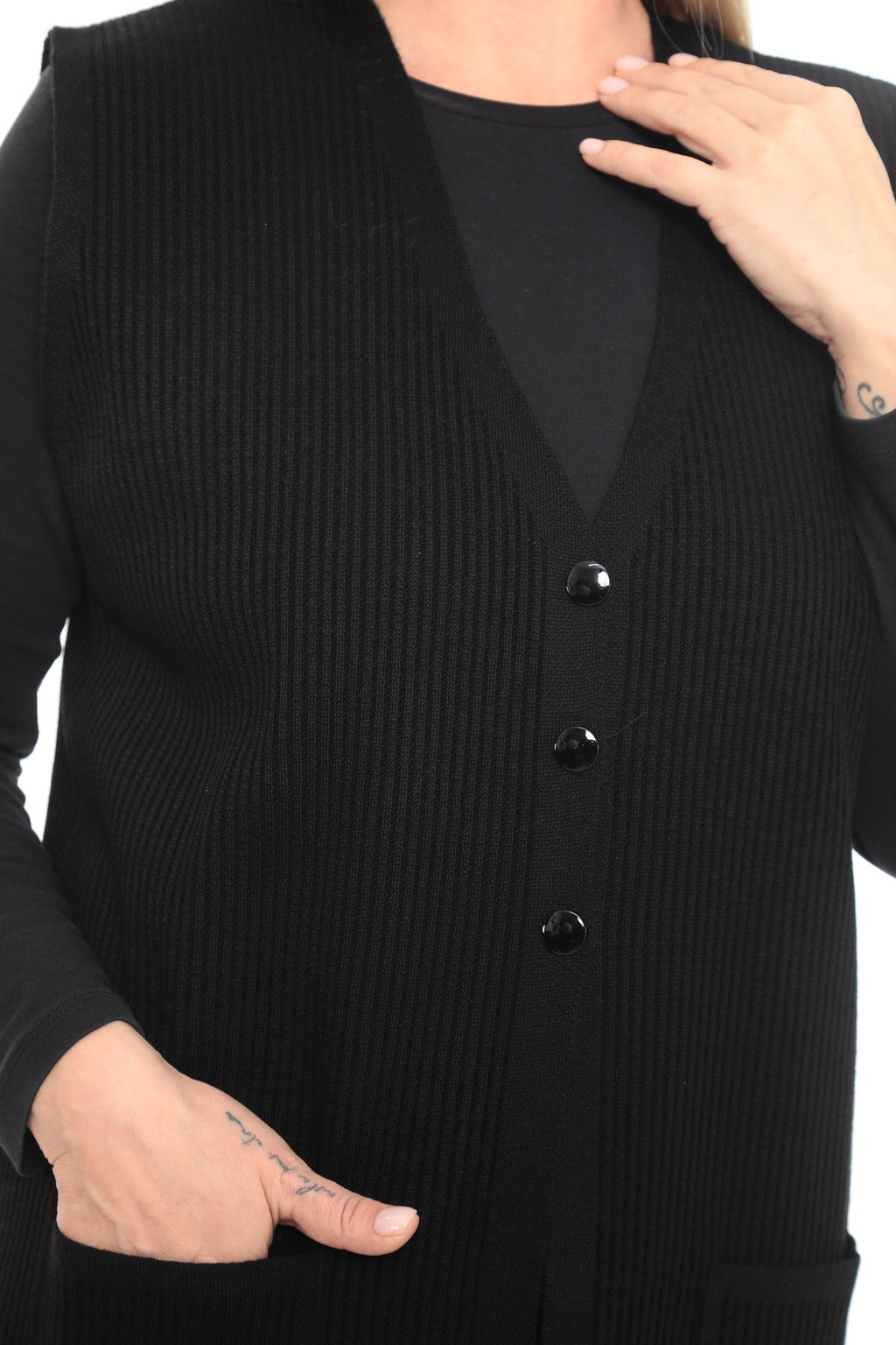 Klasik Kesim Uzun Triko Yelek Anne yelek